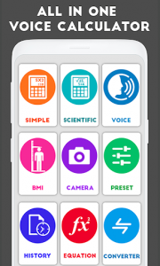 اسکرین شات برنامه All in one voice calculator: Camera, BMI, Presets 1