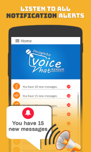 اسکرین شات برنامه Voice Notification Reader for whatsapp, SMS Notify 1