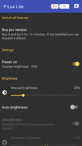 اسکرین شات برنامه Screen Brightness Control Lite 3
