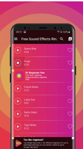 اسکرین شات برنامه Sound Effect Ringtones Free 3