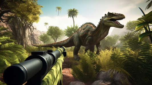 اسکرین شات 1 برنامه Angry Dinosaur Shooting Game