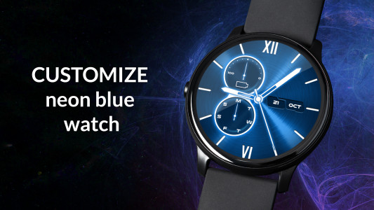 اسکرین شات 1 برنامه Neon Blue Watch Face