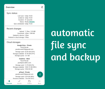 اسکرین شات 1 برنامه Autosync - File Sync & Backup