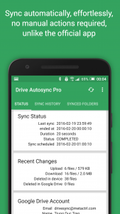 اسکرین شات برنامه Autosync for Google Drive 2