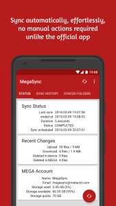 اسکرین شات 2 برنامه Autosync for MEGA - MegaSync