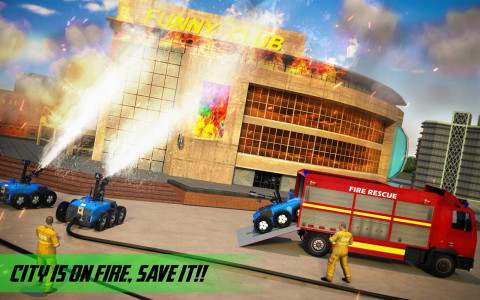 اسکرین شات برنامه Fire Truck Robot Hero Firefighter Bot Rescue Games 4