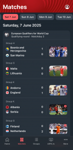 اسکرین شات 1 برنامه UEFA EURO & Nations League
