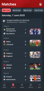 اسکرین شات 1 برنامه UEFA EURO & Nations League