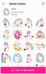 اسکرین شات برنامه Unicorn Stickers for WhatsApp - WAStickerApps 🦄 2
