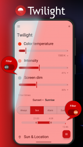 اسکرین شات برنامه Twilight: Blue light filter 1