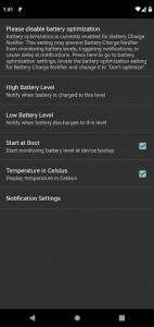 اسکرین شات برنامه Battery Charge Notifier 5