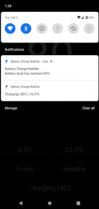 اسکرین شات برنامه Battery Charge Notifier 4