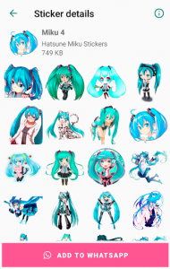 اسکرین شات برنامه Hatsune Miku Stickers for WhatsApp - WAStickerApps 5
