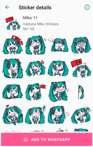 اسکرین شات برنامه Hatsune Miku Stickers for WhatsApp - WAStickerApps 7