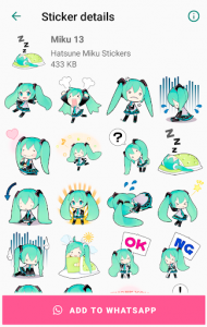 اسکرین شات برنامه Hatsune Miku Stickers for WhatsApp - WAStickerApps 8