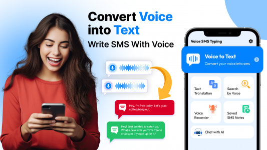 اسکرین شات 1 برنامه Voice SMS Typing: Voice Chat