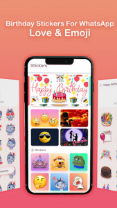 اسکرین شات برنامه Birthday Stickers For WhatsApp-Love & Emoji 1