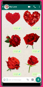 اسکرین شات برنامه WASticker - Love roses 3