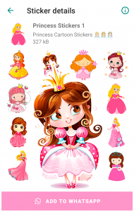 اسکرین شات برنامه Princess Stickers for WhatsApp 1