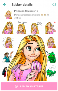 اسکرین شات برنامه Princess Stickers for WhatsApp 7