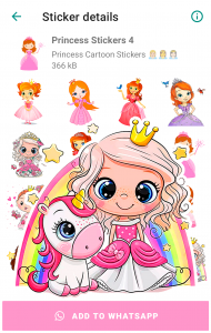 اسکرین شات برنامه Princess Stickers for WhatsApp 4