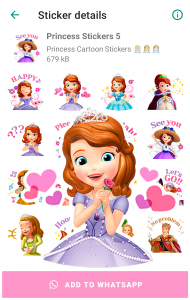 اسکرین شات برنامه Princess Stickers for WhatsApp 5