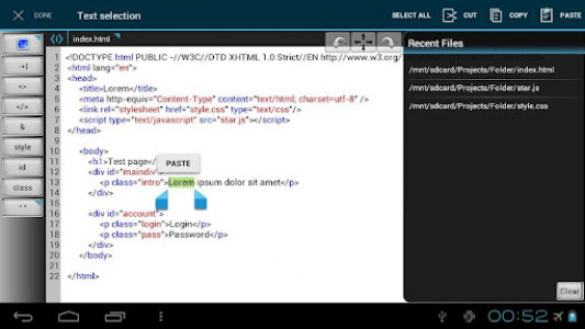 اسکرین شات برنامه WebMaster's HTML Editor Lite 3