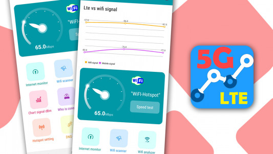 اسکرین شات برنامه WiFi speed test vs LTE, 5G Net 1