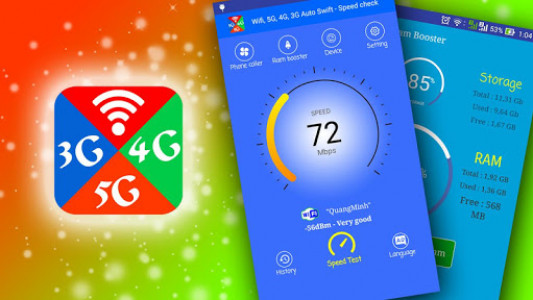 اسکرین شات برنامه Wifi, 5G, 4G, 3G Auto Swift - Speed check 1