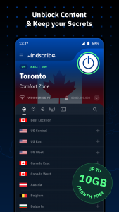 اسکرین شات برنامه Windscribe VPN 1