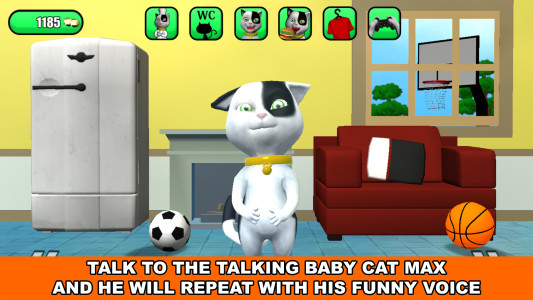 اسکرین شات 2 برنامه Talking Baby Cat Max Pet Games