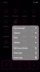 اسکرین شات 5 برنامه Wow Pink Neon Theme, Icon Pack