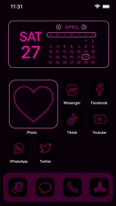 اسکرین شات 1 برنامه Wow Pink Neon Theme, Icon Pack