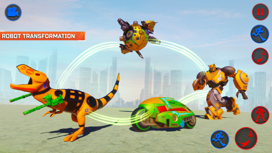 اسکرین شات برنامه Flying Dino Robot Car Games 4