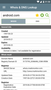 اسکرین شات برنامه Whois & DNS Lookup - Domain/IP 1