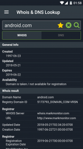 اسکرین شات برنامه Whois & DNS Lookup - Domain/IP 2