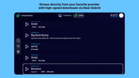 اسکرین شات 8 برنامه Unreal Debrid: Stream torrents