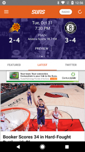 اسکرین شات برنامه Phoenix Suns Mobile 1