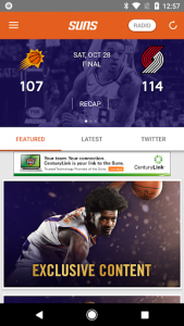 اسکرین شات برنامه Phoenix Suns Mobile 2