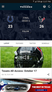 اسکرین شات برنامه Houston Texans Mobile App 3