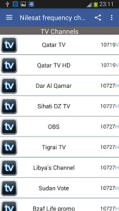 اسکرین شات برنامه Frequency Channels for Nilesat 2
