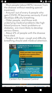 اسکرین شات برنامه Coronavirus COVID 19: ردیاب زنده و علائم 2