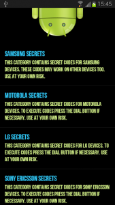 اسکرین شات برنامه Secret Codes For Android 1