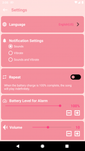 اسکرین شات 3 برنامه Battery sound notification