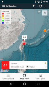 اسکرین شات برنامه EQInfo - Global Earthquakes 3
