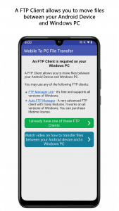 اسکرین شات برنامه Mobile to PC File Transfer 2