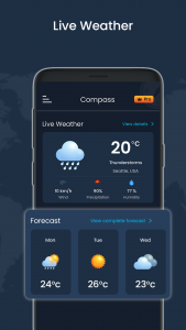 اسکرین شات برنامه Digital Compass & Weather LIVE 5