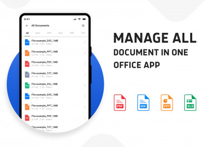 اسکرین شات 1 برنامه Document Reader PDF Word & XLS