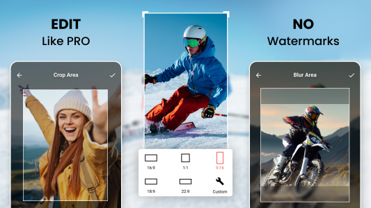 اسکرین شات 2 برنامه Crop, Cut & Trim Video Editor