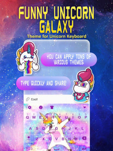 اسکرین شات برنامه Funny Unicorn Galaxy Keyboard Theme for Girls 1